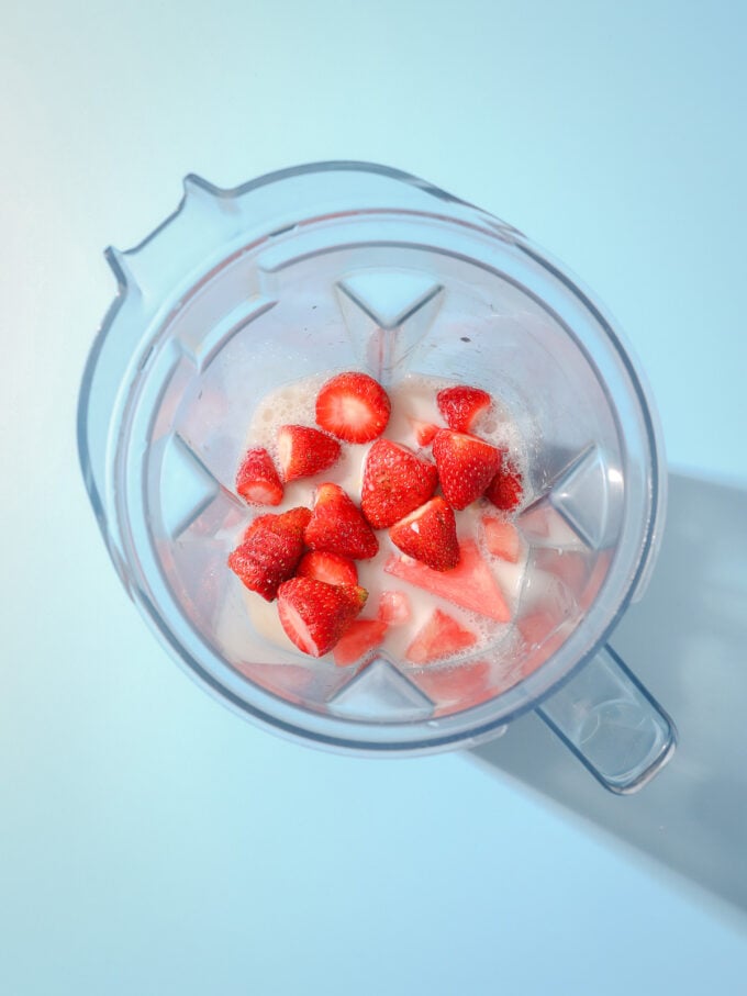 strawberries and watermelon in blender