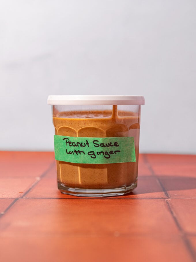 peanut sauce in glass jar