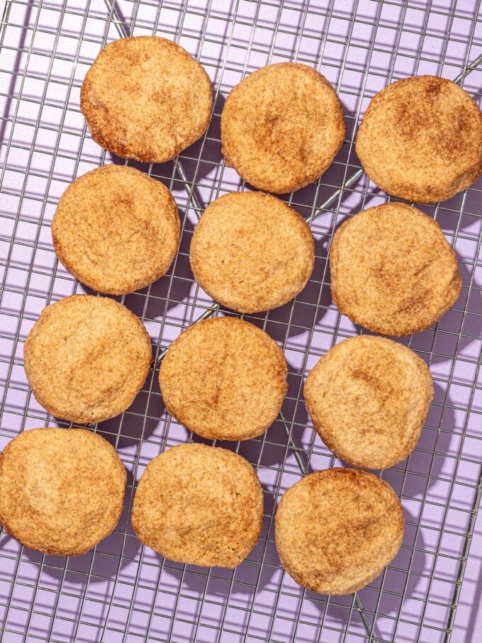 vegan snickerdoodles on cooling rack