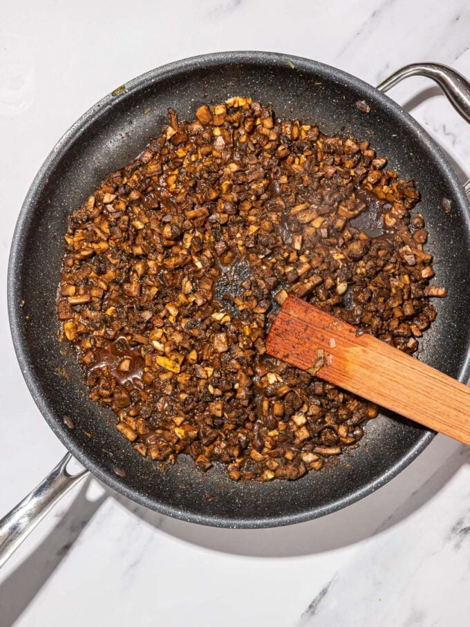 mushrooms cooked in pan