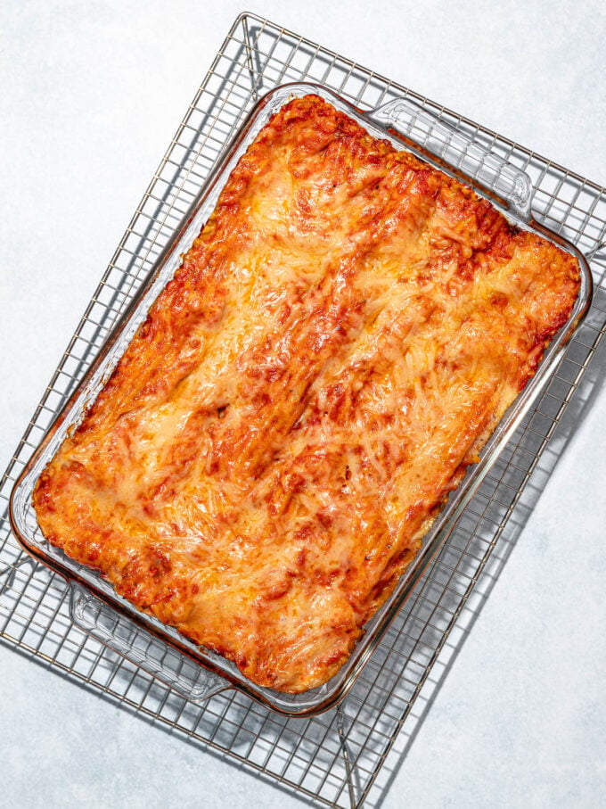 vegan lasagna on cooling rack