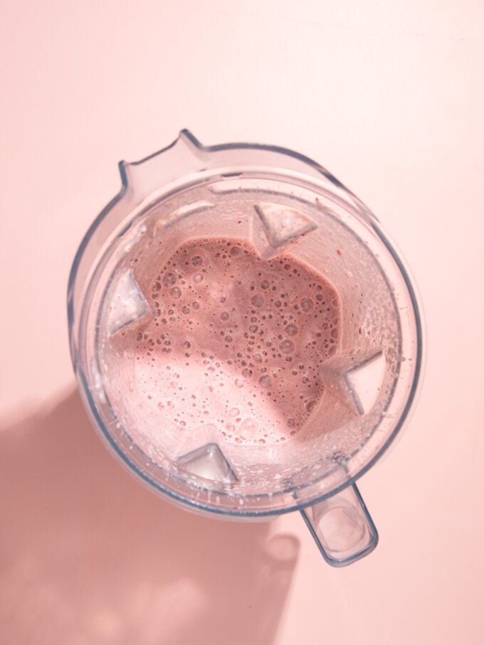 strawberry smoothie in blender