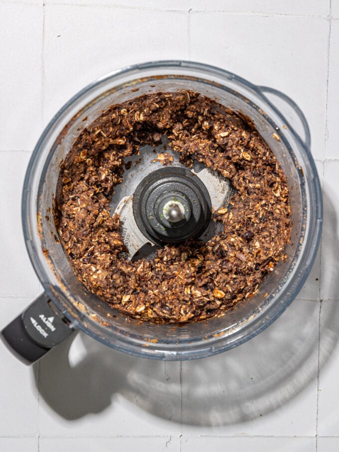black bean dough in food processor