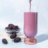 blackberries with a glass of blackberry smoothie